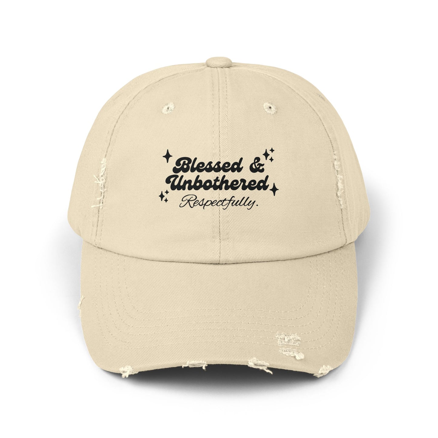 “Blessed & Unbothered” Distressed Cap