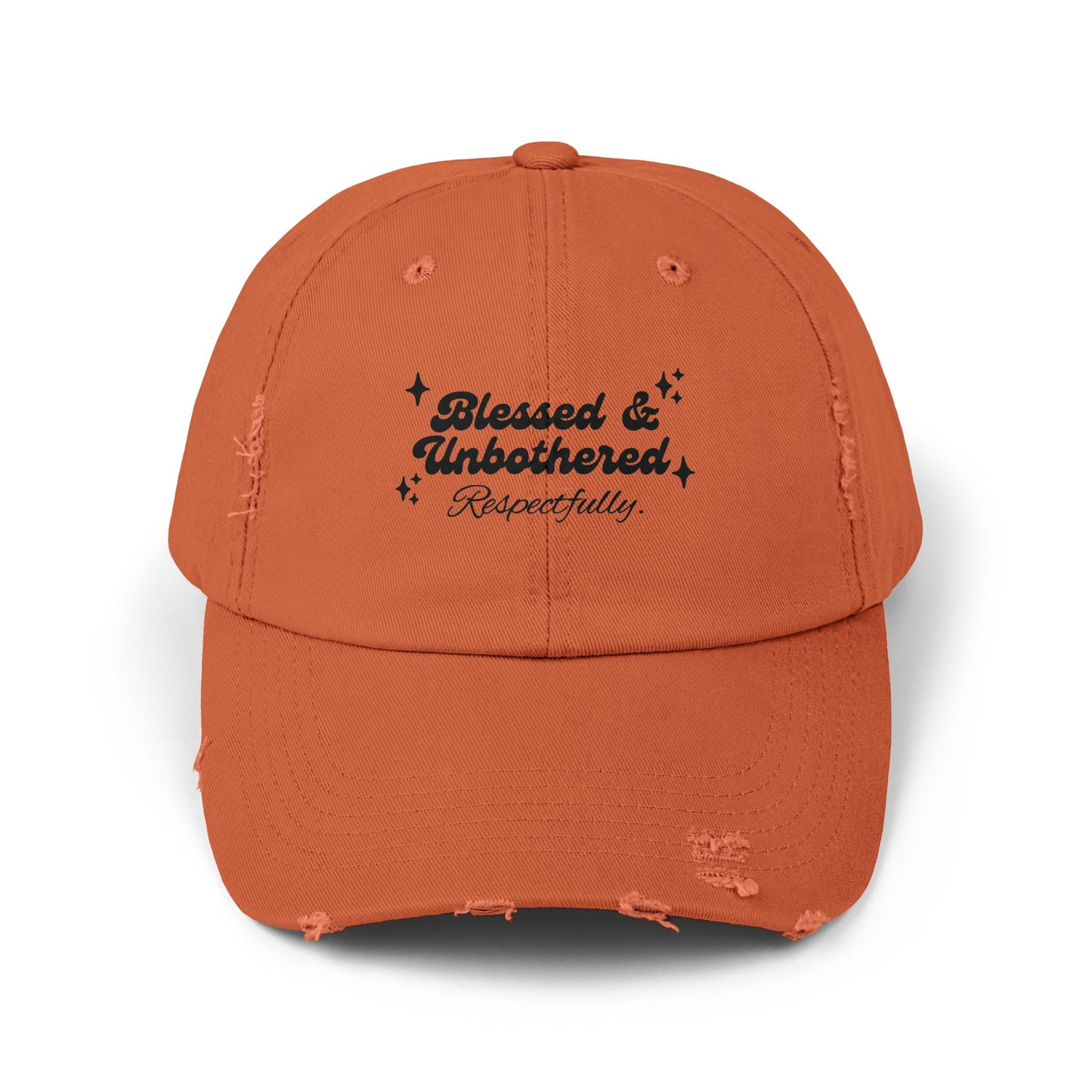 “Blessed & Unbothered” Distressed Cap