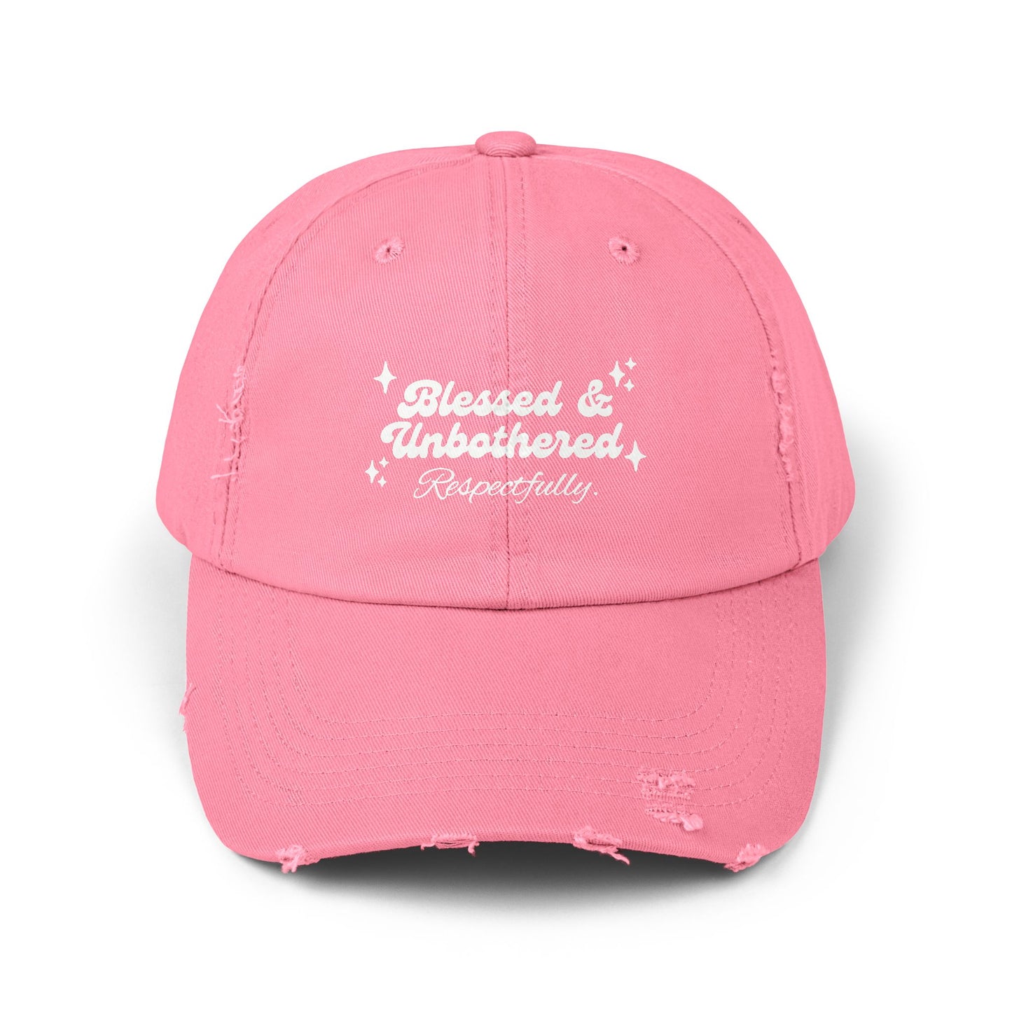 “Blessed & Unbothered” Distressed Cap